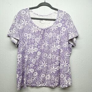 Just My Size Womens Floral Top 2X Breathable 100% Cotton Spring Summer Wear